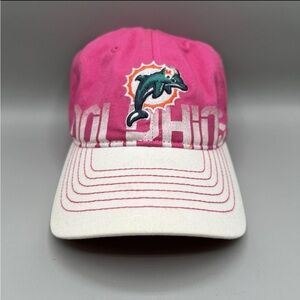 Miami Dolphins Reebok Womens Adjustable Pink White Breast Cancer NFL Trucker Hat
